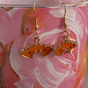 NEW Handcrafted Witchy Orange Bat Earrings